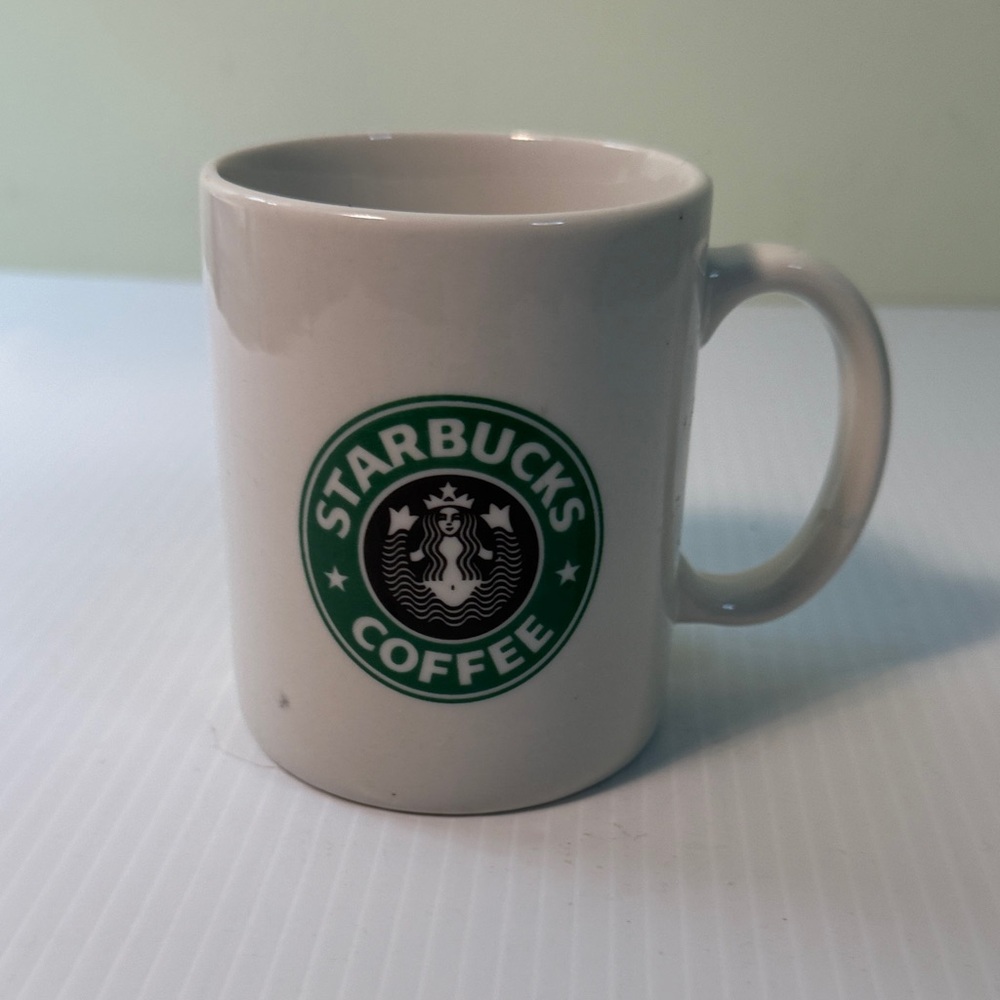 Starbucks Green Logo White Mug, pre 1992 - Picture 2 of 3